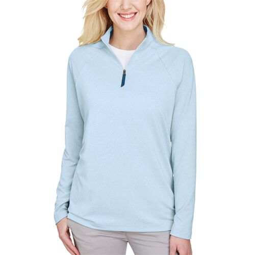 Women's CrownLux Performance® Clubhouse Micro-Stripe Quarter-Zip Pullover Thumbnail