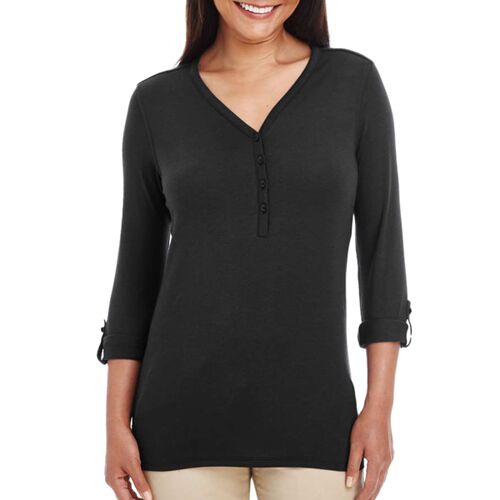 Women's Perfect Fit™ Y-Placket Convertible Sleeve Knit Top Thumbnail