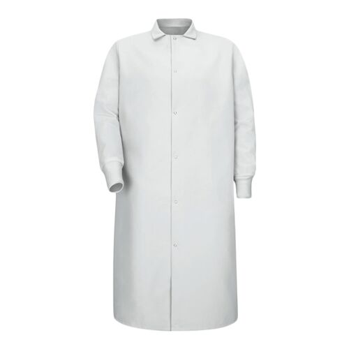 Unisex Gripper-Front Pocketless Butcher Coat With Knit Cuffs Thumbnail