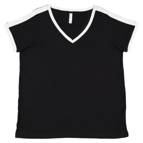 Women's Curvy Retro Ringer Premium Jersey V-Neck Tee Thumbnail