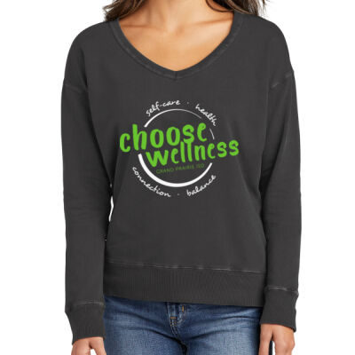 GPISD Wellness - Ladies Beach Wash ® Garment Dyed V Neck Sweatshirt Thumbnail