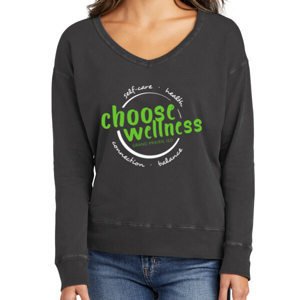 GPISD Wellness - Ladies Beach Wash ® Garment Dyed V Neck Sweatshirt Thumbnail